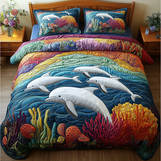 Aquatic Leap 3-Piece Quilted Bedding Set NCU0DK6802