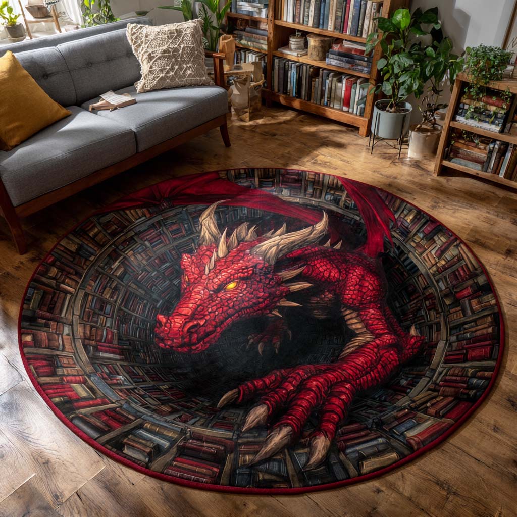 Arcane Library Dragon Round Carpet NCU0HH1912