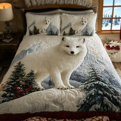 Arctic Fox Charm 3-Piece Quilted Bedding Set NCU0DV7558
