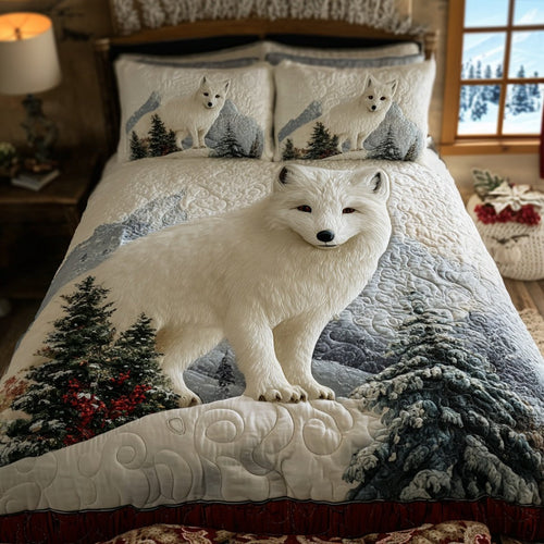 Arctic Fox Charm 3-Piece Quilted Bedding Set NCU0DV7558