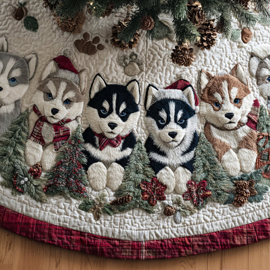 Arctic Husky Christmas Quilted Christmas Tree Skirt NCU0DV8058