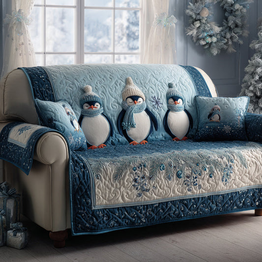 Arctic Penguin Quilted Sofa Cover NCU0HH1242