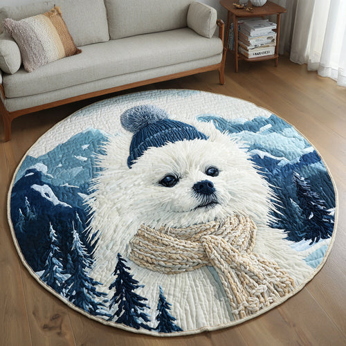 Arctic Pomeranian Quilted Round Mat NCU0HH1018