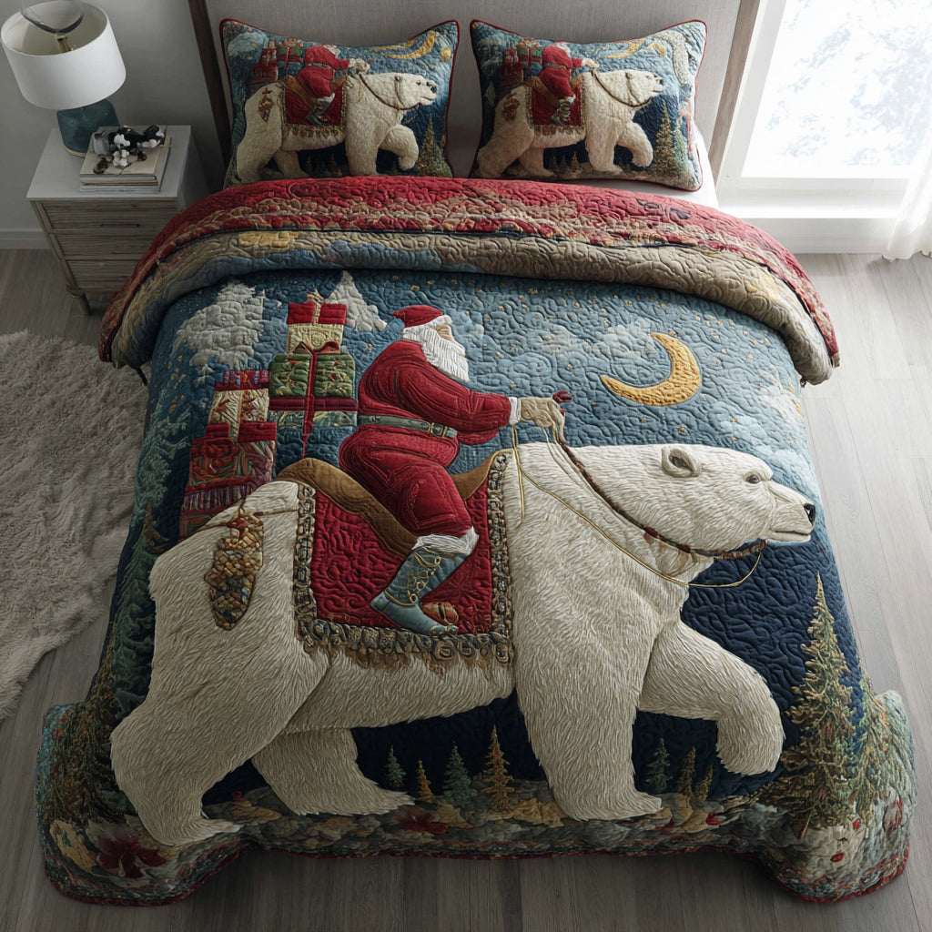 Arctic Santa Claus 3-Piece Quilted Bedding Set NCU0HH865