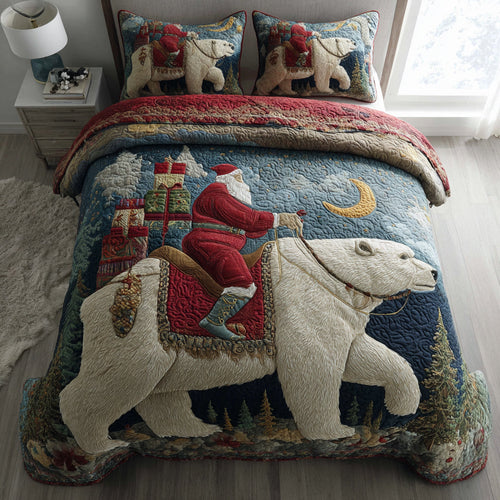 Arctic Santa Claus 3-Piece Quilted Bedding Set NCU0HH865