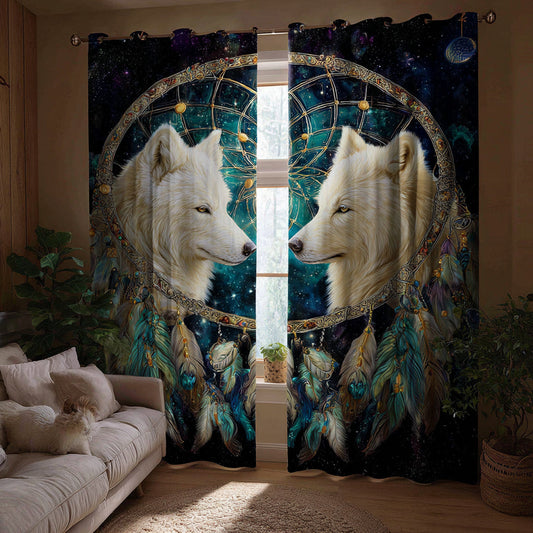 Arctic Wolf Halo Quilted Curtains NCU0HH1587