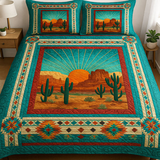 Arizona Cactus 3-Piece Quilted Bedding Set NCU0NT6157