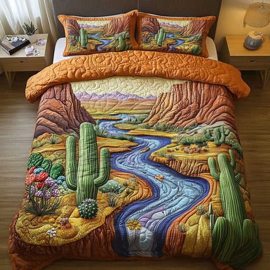 Arizona Cactus 3-Piece Quilted Bedding Set NCU0NT6183