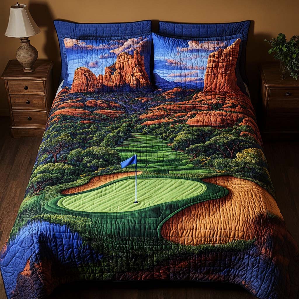 Arizona Golf Classic 3-Piece Quilted Bedding Set NCU0NT7539