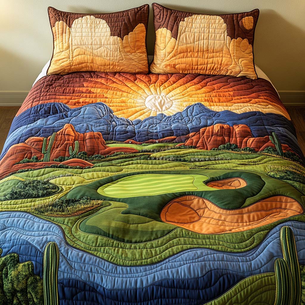 Arizona Golf Retreat 3-Piece Quilted Bedding Set NCU0NT7556