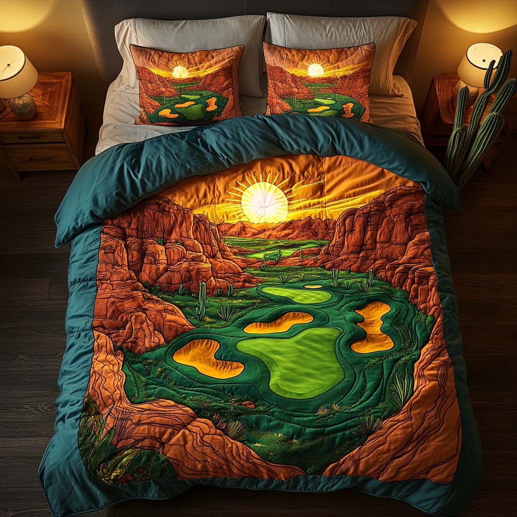 Arizona Golf Vibes 3-Piece Quilted Bedding Set NCU0NT7561