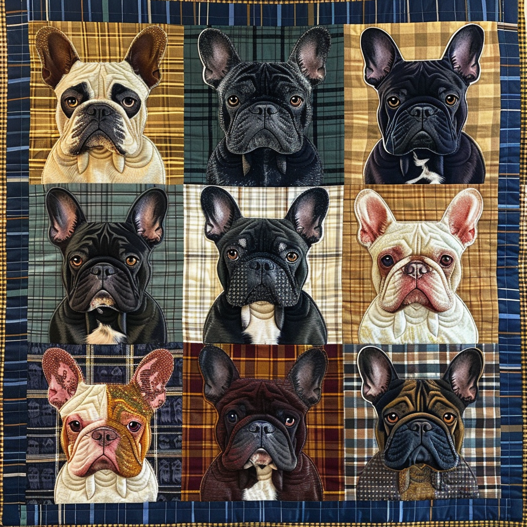 Artistic Frenchie Quilted Blanket NCU0TH497