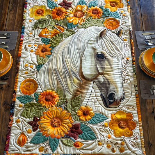 Artistic Horse-Themed Quilted Table Runner NCU0PD213