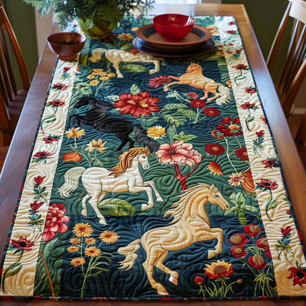 Artistic Mystical Steeds Quilted Table Runner NCU0PD221