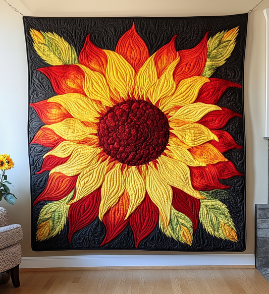 Artistic Sunflower Quilted Blanket NCU0DV445