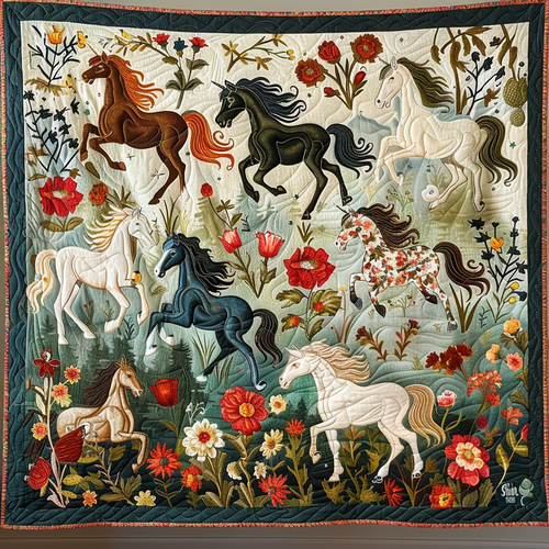 Artistic Mystical Steeds Quilted Blanket NCU0PD181