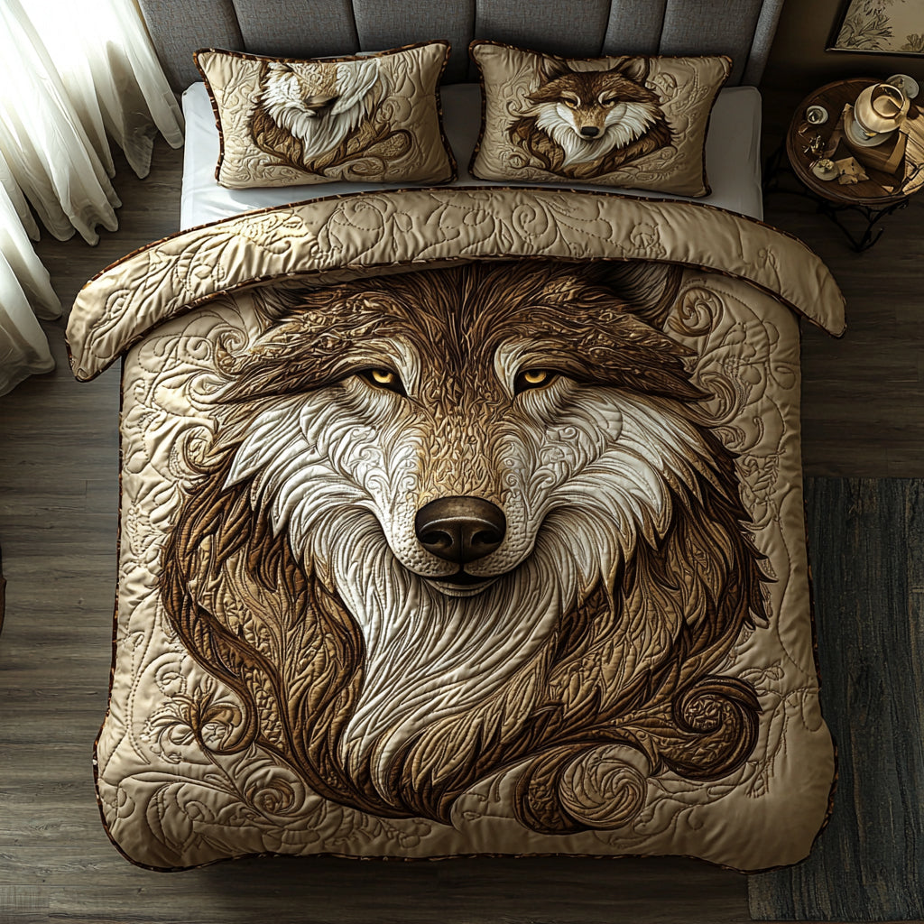 Ashborn Wolf 3-Piece Quilted Bedding Set NCU0DV6437