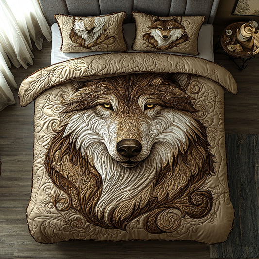 Ashborn Wolf 3-Piece Quilted Bedding Set NCU0DV6437