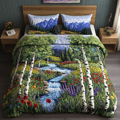 Aspen Wildflowers Path 3-Piece Quilted Bedding Set NCU0NT5190