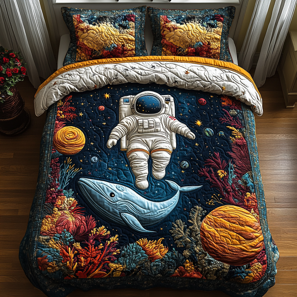 Astronaut in the Ocean 3-Piece Quilted Bedding Set NCU0DV2668