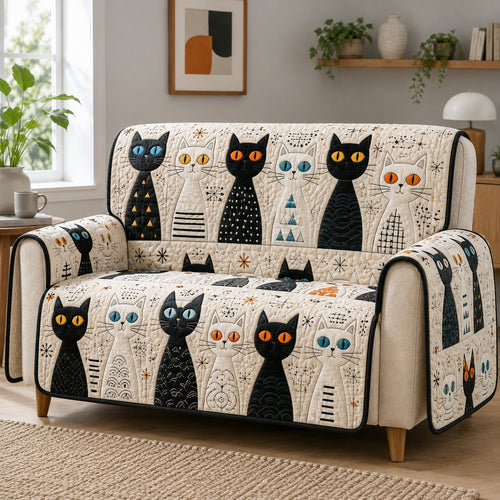 Atomic Feline Gaze Quilted Sofa Cover NCU0VL3958