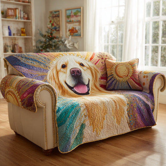 Aura Golden Retriever Quilted Sofa Cover NCU0HH1633