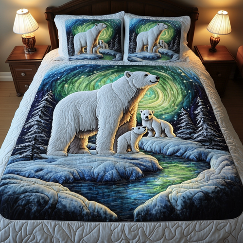Aurora Bears 3-Piece Quilted Bedding Set NCU0VH907