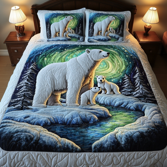 Aurora Bears 3-Piece Quilted Bedding Set NCU0VH907