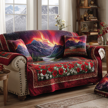 Aurora Velvet Sky Quilted Sofa Cover NCU0HH1586