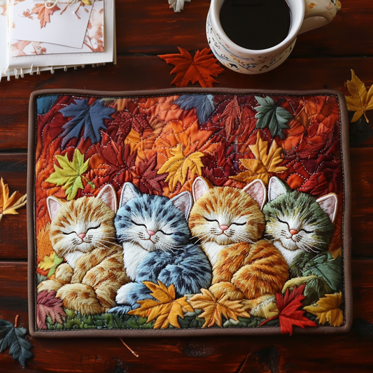 Autumn Cozy Cat Quilted Placemat NCU0NT8875