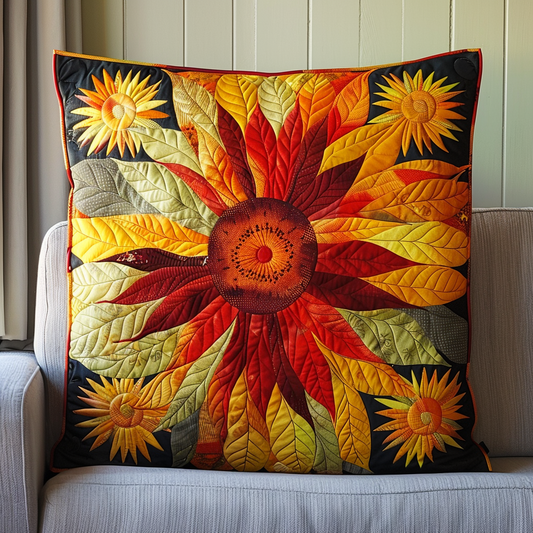 Autumn Leaves Sunflowers Quilted Pillow Case NCU0TL021