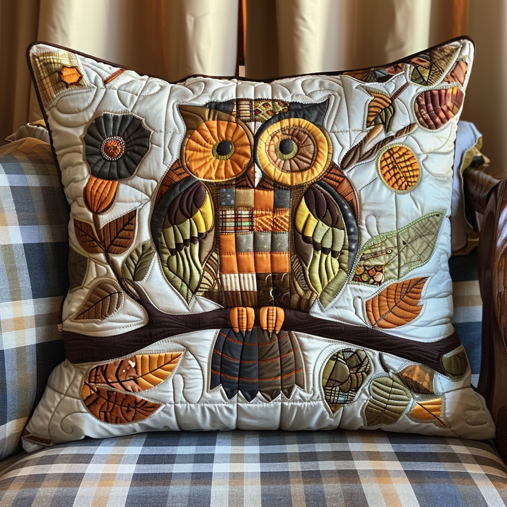 Autumn Owl Quilted Pillow Case NCU0NT043