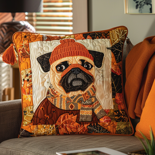 Autumn Pug Quilted Pillow Case NCU0VL085