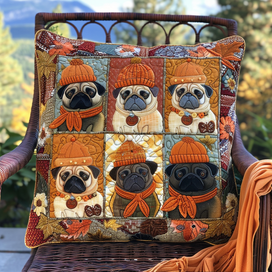 Autumn Vibe Pugs Quilted Pillow Case NCU0VL290