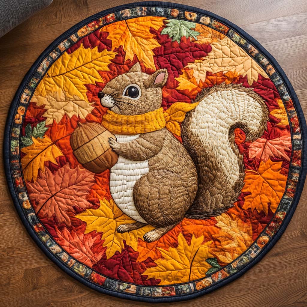 Autumn Acorn Quilted Round Mat NCU0NT9530
