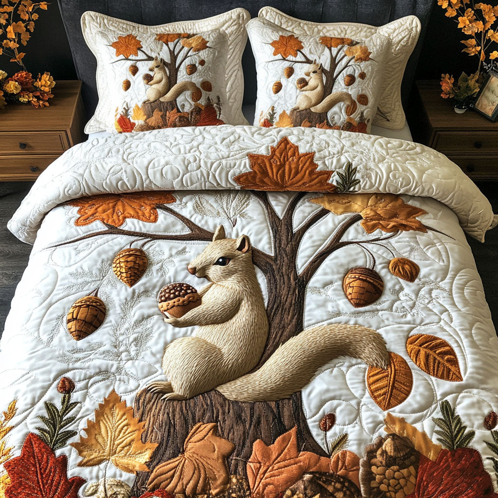 Autumn Acorns 3-Piece Quilted Bedding Set NCU0PT7843