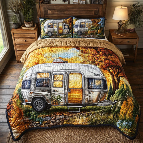 Autumn Airstream 3-Piece Quilted Bedding Set NCU0NT5673