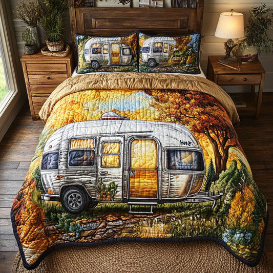 Autumn Airstream 3-Piece Quilted Bedding Set NCU0NT5673