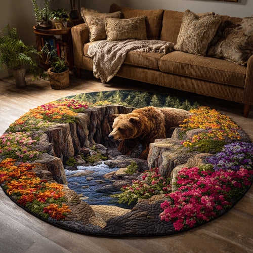 Autumn Bear Quilted Round Mat NCU0TD2065