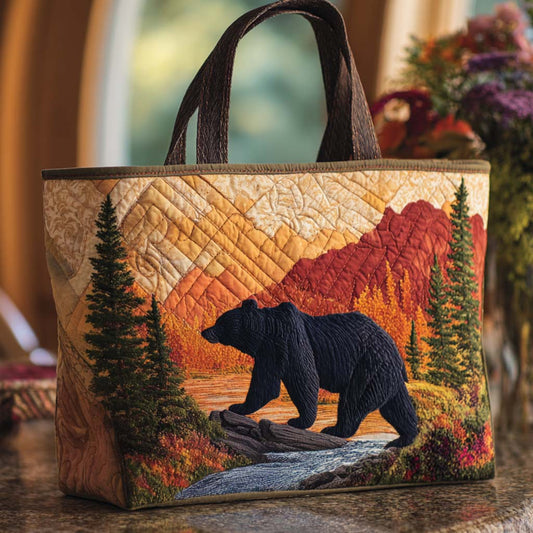 Autumn Bear Trail Quilted Tote Bag NCU0NT9158