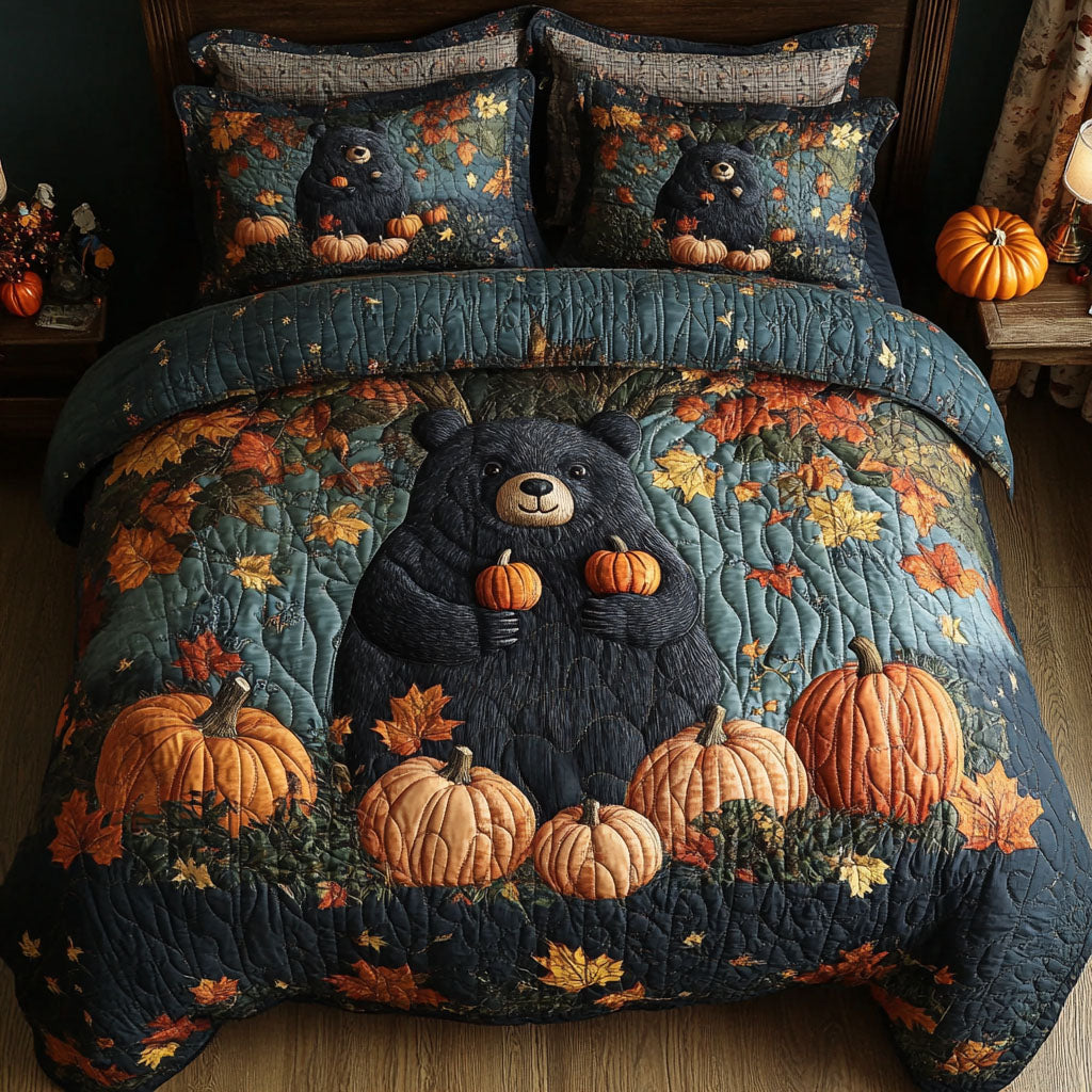 Autumn Bear Trek 3-Piece Quilted Bedding Set NCU0PT8102