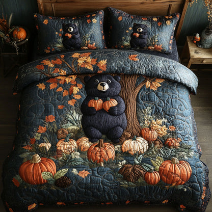 Autumn Bears Rest 3-Piece Quilted Bedding Set NCU0PT8103