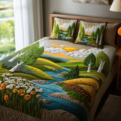 Autumn Birch Haven 3-Piece Quilted Bedding Set NCU0TH3040