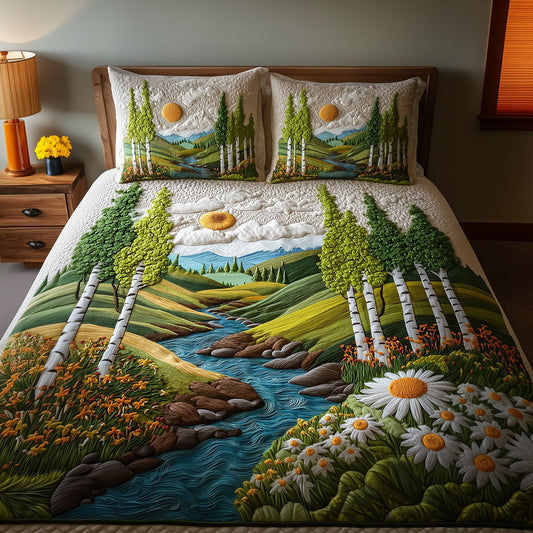 Autumn Birch 3-Piece Quilted Bedding Set NCU0TH3038