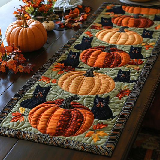 Autumn Black Cat Quilted Table Runner NCU0DK9697