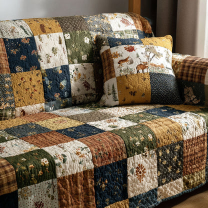 Autumn Blocks Quilted Sofa Cover NCU0NT12146