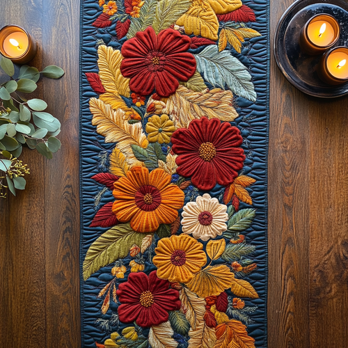 Autumn Bloom Quilted Table Runner NCU0VH3337
