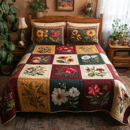 Autumn Blooms 3-Piece Quilted Bedding Set NCU0VL3242