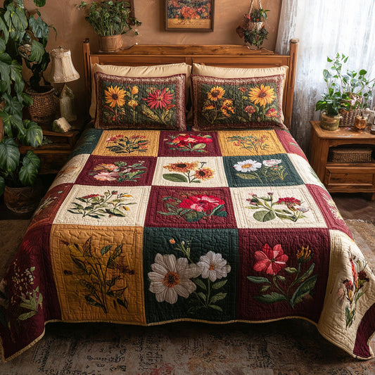 Autumn Blooms 3-Piece Quilted Bedding Set NCU0VL3242