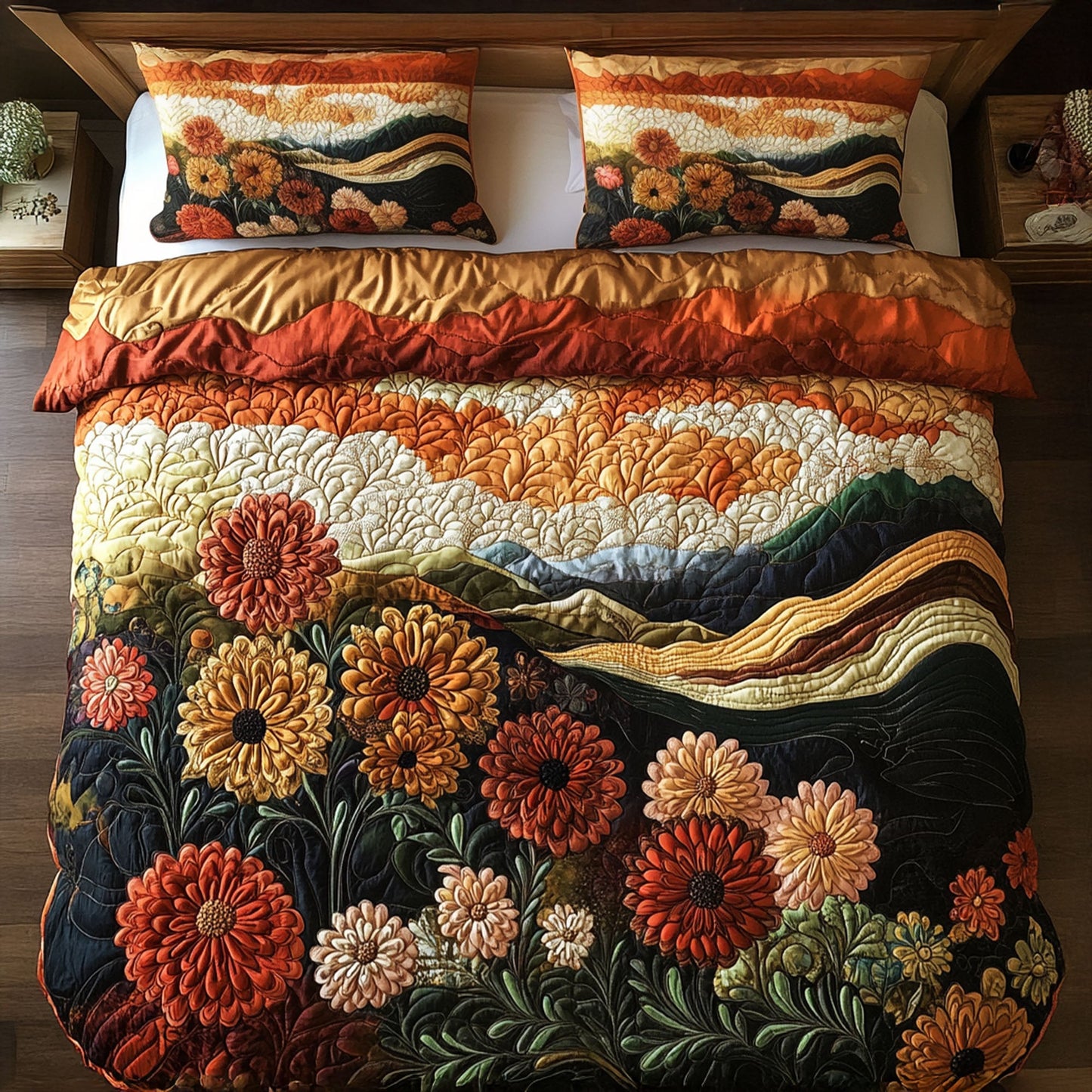 Autumn Blossoms 3-Piece Quilted Bedding Set NCU0PT7741